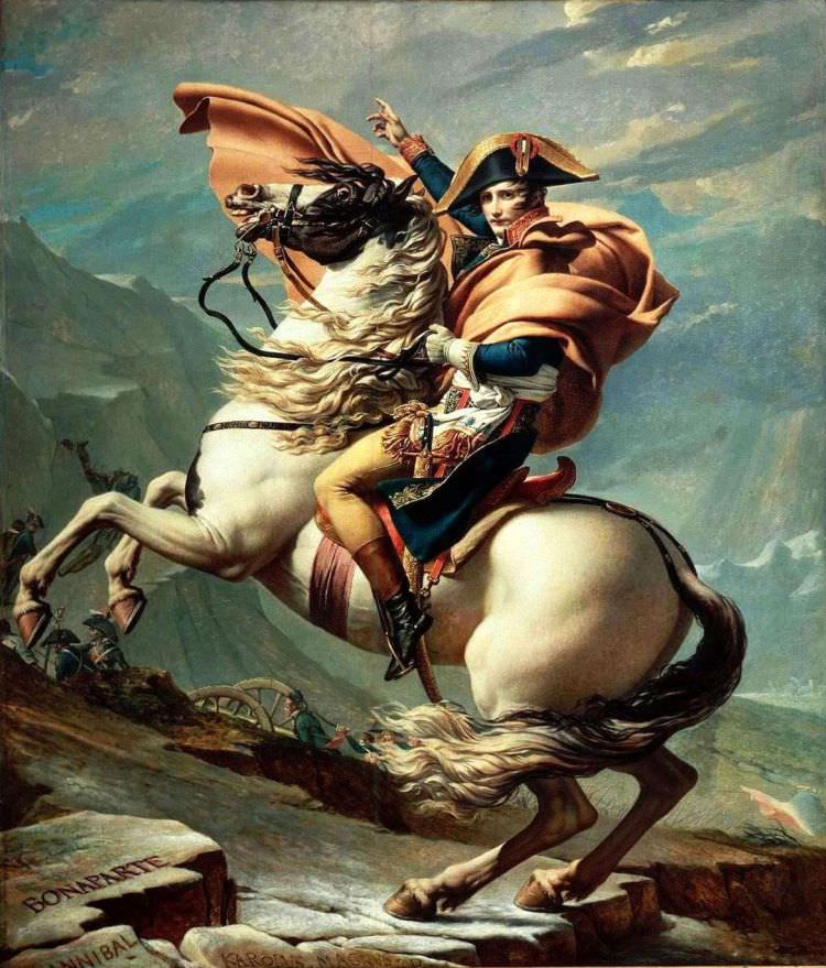 Das Tiergemälde Bonaparte beim Überschreiten der Alpen am Großen Sankt Bernhard wurde 1800 vom Maler Jacques-Louis David, einem französischen Historienmaler des Klassizismus, in Öl auf 259 × 221 cm Leinwand gemalt.