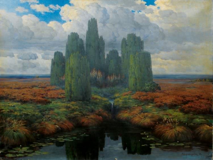 Das naturalistische Ölgemälde Die Quelle wurde zwischen 1911 vom deutschen Maler Arnold Lyongrün gemalt.