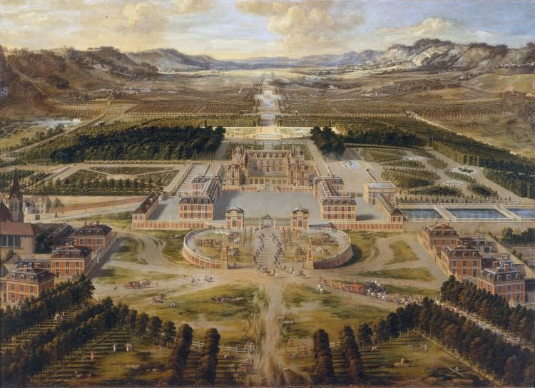 Das Schloss Versailles wurde im Jahr 1668 in Öl auf Leinwand gemalt. Das Kunstwerk wurde vom französischen Landschaftsmaler Pierre Patel gemalt.