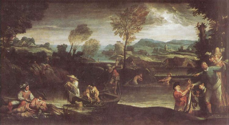 Das Ölgemälde mit dem Titel Der Fischafang wurde 1596 zur Zeit des Barock vom italienischen Maler Annibale Carracci in Öl auf 136 × 253 cm Leinwand gemalt.