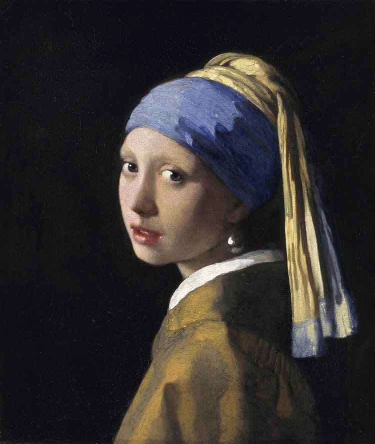 Das Mädchen mit dem Perlenohrgehänge von Jan Vermeer wurde zwischen 1660 und 1670 gemalt und ist ein klassiches Ölgemälde mit Schulterstück. Das Gemälde wurde mit Öl auf Leinwand gemalt und ist 46,5 × 40 cm groß.