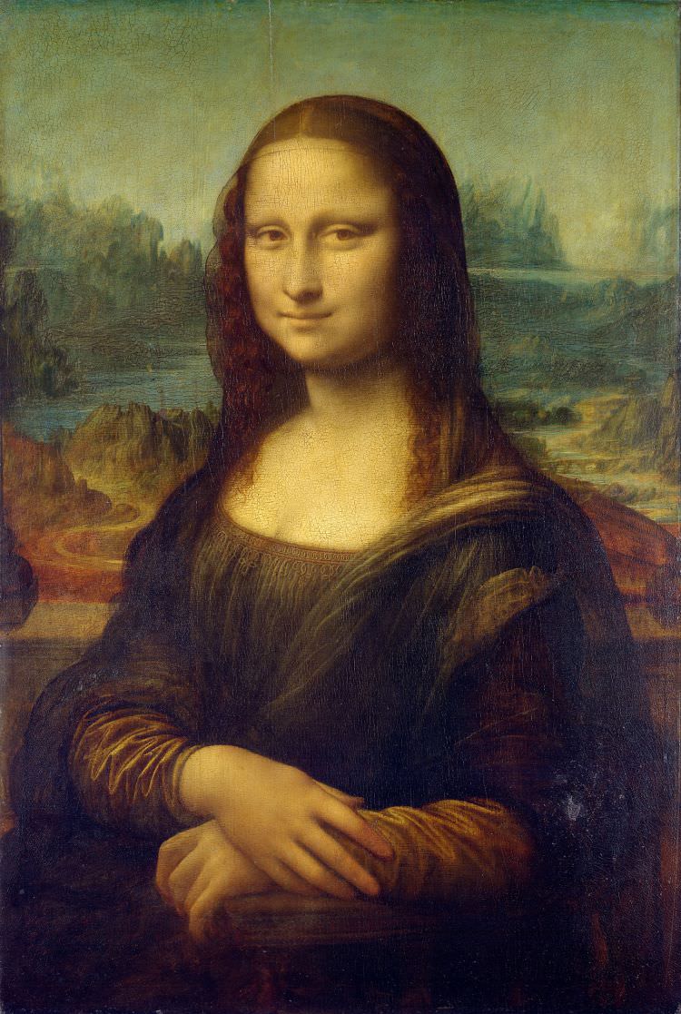 Die Mona Lisa malte Leonardo da Vinci um 1500. Das Gemälde wurde mit Öl auf Pappelholz gemalt und ist 77 × 53 cm groß.
