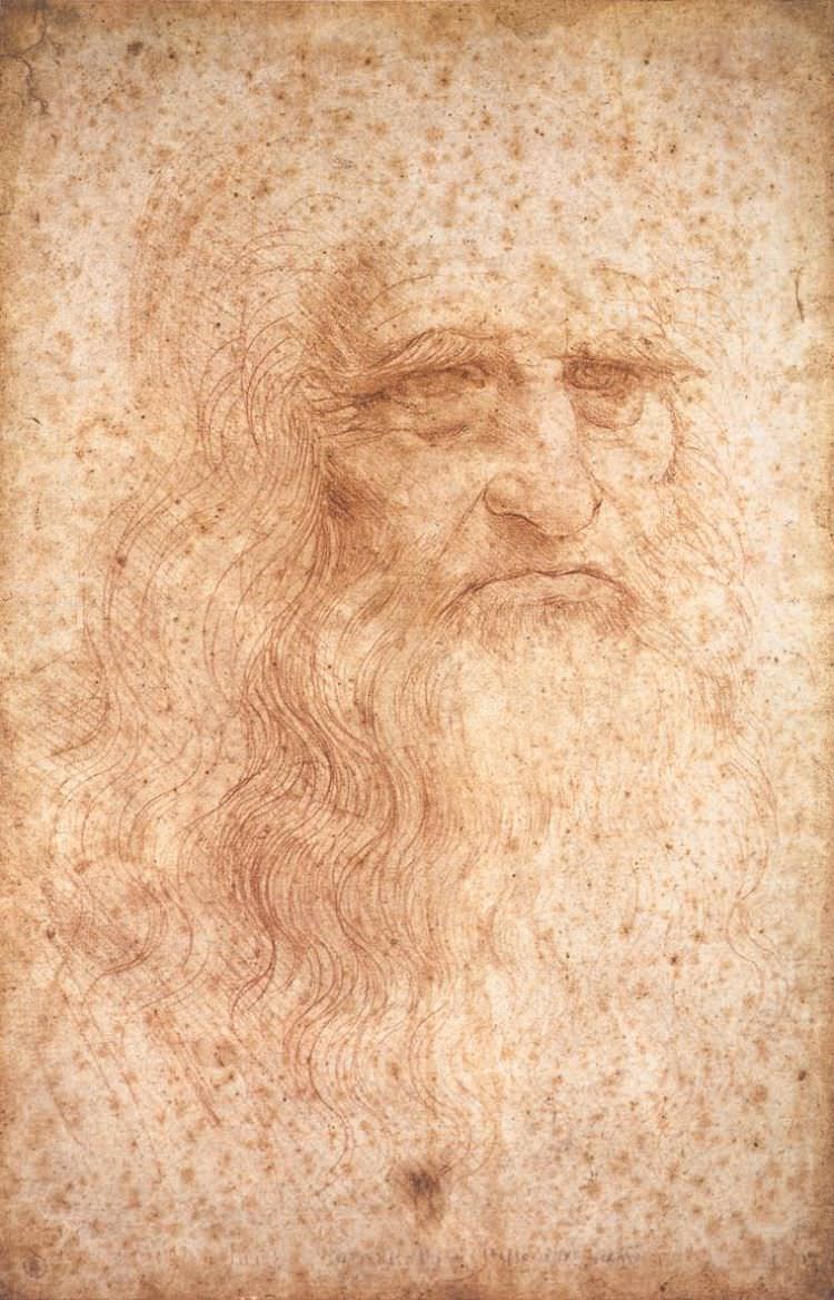 Das Selbstporträt von Leonardo da Vinci ist um 1512 entstanden und zeigt einen der bekanntesten Vertreter der Ölmalerei.